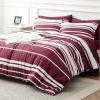 imageBedsure Queen Comforter Set 7 Pieces Grey Striped Bedding Set for All Seasons Reversible Cationic Dyeing Bed in a Bag with Comforter Sheets Pillowcases ampamp Shams10  Burgundy