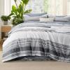 imageBedsure Queen Comforter Set 7 Pieces Grey Striped Bedding Set for All Seasons Reversible Cationic Dyeing Bed in a Bag with Comforter Sheets Pillowcases ampamp Shams21  Dark Grey