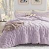 imageBedsure Queen Size Comforter Set Beige Boho Tufted Bed Set Checkered Farmhouse Shabby Chic Bedding 3 Pieces 1 Plaid Geometric Comforter and 2 Pillow Shams16  Light Purple  Fuzzy Checkerboard