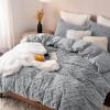 imageBedsure Queen Size Comforter Set Beige Boho Tufted Bed Set Checkered Farmhouse Shabby Chic Bedding 3 Pieces 1 Plaid Geometric Comforter and 2 Pillow Shams18  Grey  Fuzzy Cable Stripe