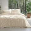 imageBedsure Silky Cooling Duvet Cover Queen Size  Lightweight 100 Rayon Derived from Bamboo Comforter Cover Set for Hot Sleepers Breathable ampamp MoistureWicking Bedding Set Pure White05  Light Beige No Comforter