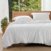 imageBedsure Silky Cooling Duvet Cover Queen Size  Lightweight 100 Rayon Derived from Bamboo Comforter Cover Set for Hot Sleepers Breathable ampamp MoistureWicking Bedding Set Pure WhiteWhite No Comforter