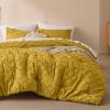 imageBedsure Twin XL Comforter Set  White Comforter Boho Tufted Shabby Chic Bedding for Kids 2 Pieces Vintage Farmhouse Bed Set for All Seasons Fluffy Soft Bedding with 1 Pillow Sham25  Mustard Yellow