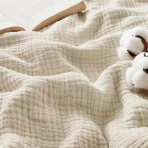 imageBedsure 100 Cotton Muslin Blanket King Size for Bed  4Layer Breathable and Lightweight Thin Soft Summer Gauze Muslin Blanket for Adults Linen Beige 108x90 Inches01  Beige