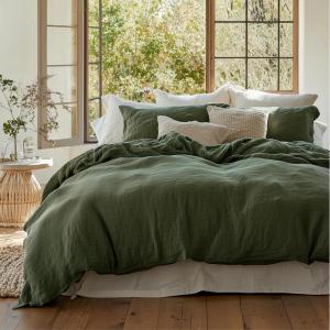 imageBedsure 100 Muslin Cotton Duvet Cover Queen Size  UltraSoft Breathable ampamp Lightweight  Linen Like Gauze Comforter Cover Set with Button Closure and Corner Ties Olive Green Queen 90quotx90quot03  Muslin  Olive Green No Comforter