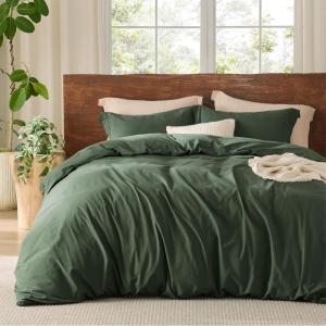 imageBedsure 100 Washed Cotton Duvet Cover Queen Size  Khaki Minimalist Cotton Duvet Cover Linen Like for All Seasons  GentleSoft Plain Simple Bedding Khaki Queen 90quotx90quot14  Olive Green No Comforter