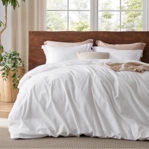 imageBedsure 100 Washed Cotton Duvet Cover Queen Size  Khaki Minimalist Cotton Duvet Cover Linen Like for All Seasons  GentleSoft Plain Simple Bedding Khaki Queen 90quotx90quot05  Bright White No Comforter