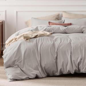 imageBedsure 100 Washed Cotton Duvet Cover Queen Size  Khaki Minimalist Cotton Duvet Cover Linen Like for All Seasons  GentleSoft Plain Simple Bedding Khaki Queen 90quotx90quot18  Stonewashed Stone No Comforter
