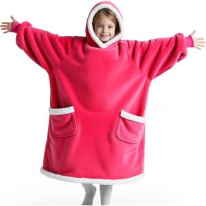 imageBedsure Blanket Hoodie Wearable Blanket for Adults ampamp Kids as Gifts for Women Men Birthday Gifts for Women Mom Girl Sherpa Oversized Hoodie Grey StandardMagenta