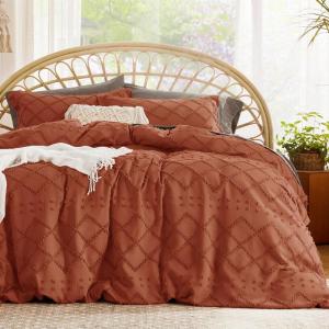 imageBedsure Boho Duvet Cover Queen Size  Grey Breathable ampamp Soft Boho Bedding Machine Washable Comforter Cover for All Seasons Includes 1 Duvet Cover 90quotx90quot with 2 Pillow Shams ampamp Zipper Closure02  Terracotta No Comforter