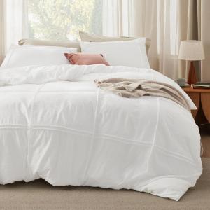 imageBedsure Boho Duvet Cover Queen Size  Grey Breathable ampamp Soft Boho Bedding Machine Washable Comforter Cover for All Seasons Includes 1 Duvet Cover 90quotx90quot with 2 Pillow Shams ampamp Zipper Closure00  White  Grid No Comforter