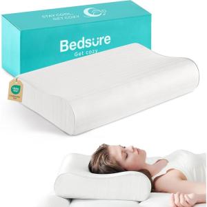 imageBedsure Cervical Neck Pillow for Sleeping Memory Foam with CoolTouch Ice Pillowcases Ergonomic Contour Pain Relief Orthopedic Pillow for Neck Support for Side Back Stomach Sleepers White