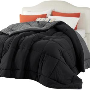 imageBedsure Comforters Queen Size Duvet Insert All Season Bed Comforter Quilted Down Alternative Duvet Box Stitched Comforter with Corner Tabs Machine Washable 88 x 88 Inches WhiteBlackGrey