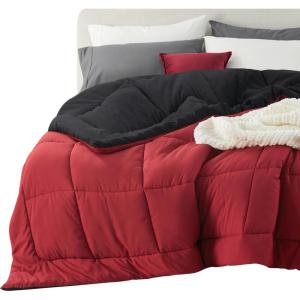 imageBedsure Comforters Queen Size Duvet Insert All Season Bed Comforter Quilted Down Alternative Duvet Box Stitched Comforter with Corner Tabs Machine Washable 88 x 88 Inches WhiteBlackRed