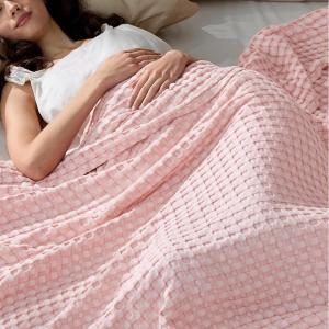 imageBedsure Cooling Cotton Waffle Weave Throw Blanket  Lightweight Breathable Blanket of Rayon Derived from Bamboo for Hot Sleepers Luxury Throws for Bed Couch and Sofa Ivory 50x70 InchesLight Pink
