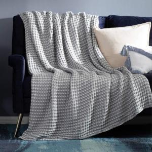 imageBedsure Cooling Cotton Waffle Weave Throw Blanket  Lightweight Breathable Blanket of Rayon Derived from Bamboo for Hot Sleepers Luxury Throws for Bed Couch and Sofa Ivory 50x70 InchesGrey