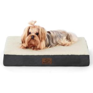 imageBedsure Cooling Dog Bed for Crate  Large Orthopedic Flat Puppy Beds with Removable Washable Cover Egg Crate Foam Pet Mat Suitable for Pet Up to 50 lbsGrey