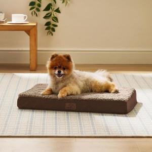 imageBedsure Cooling Dog Bed for Crate  Large Orthopedic Flat Puppy Beds with Removable Washable Cover Egg Crate Foam Pet Mat Suitable for Pet Up to 50 lbsBrown