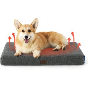 imageBedsure Cooling Dog Bed for Crate  Large Orthopedic Flat Puppy Beds with Removable Washable Cover Egg Crate Foam Pet Mat Suitable for Pet Up to 50 lbsAshen Grey