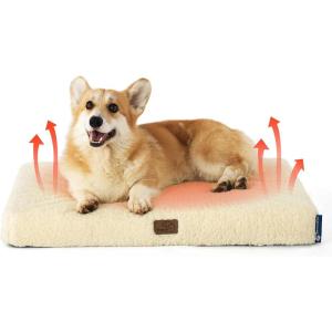 imageBedsure Cooling Dog Bed for Crate  Large Orthopedic Flat Puppy Beds with Removable Washable Cover Egg Crate Foam Pet Mat Suitable for Pet Up to 50 lbsAshen Cream