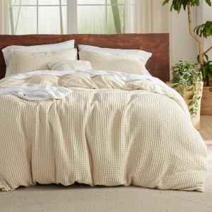 imageBedsure Cooling Duvet Cover Queen Size Cotton ampamp Rayon Derived from Bamboo Blend Duvet Cover Set for Hot Sleepers UltraSoft Breathable ampamp Lightweight Home Bedding for All Seasons White90quotx90quot01  Cooling Beige No Comforter