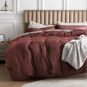 imageBedsure Cooling Duvet Cover Queen Size Cotton ampamp Rayon Derived from Bamboo Blend Duvet Cover Set for Hot Sleepers UltraSoft Breathable ampamp Lightweight Home Bedding for All Seasons White90quotx90quot08  Maroon Red No Comforter