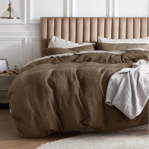 imageBedsure Cooling Duvet Cover Queen Size Cotton ampamp Rayon Derived from Bamboo Blend Duvet Cover Set for Hot Sleepers UltraSoft Breathable ampamp Lightweight Home Bedding for All Seasons White90quotx90quot06  Brown No Comforter