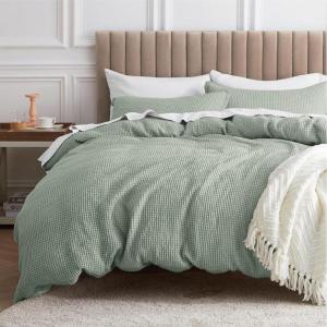 imageBedsure Cooling Duvet Cover Queen Size Cotton ampamp Rayon Derived from Bamboo Blend Duvet Cover Set for Hot Sleepers UltraSoft Breathable ampamp Lightweight Home Bedding for All Seasons White90quotx90quot11  Sage Green No Comforter