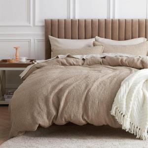 imageBedsure Cooling Duvet Cover Queen Size Cotton ampamp Rayon Derived from Bamboo Blend Duvet Cover Set for Hot Sleepers UltraSoft Breathable ampamp Lightweight Home Bedding for All Seasons White90quotx90quot05  Khaki No Comforter