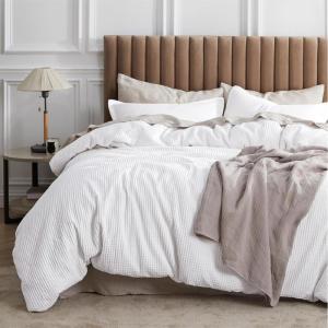 imageBedsure Cooling Duvet Cover Queen Size Cotton ampamp Rayon Derived from Bamboo Blend Duvet Cover Set for Hot Sleepers UltraSoft Breathable ampamp Lightweight Home Bedding for All Seasons White90quotx90quot02  Bright White No Comforter