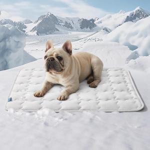 imageBedsure Cooling Mat for Large Dogs  41x28 Thin Washable Cooling Pet Pad for Puppy QMAXampgt05 XL Portable Kennel Puppy Bed for Summer NonSlip Summer Crate Pad for Big Dog Up to 80 lbsPearl Grey
