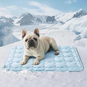 imageBedsure Cooling Mat for Large Dogs  41x28 Thin Washable Cooling Pet Pad for Puppy QMAXampgt05 XL Portable Kennel Puppy Bed for Summer NonSlip Summer Crate Pad for Big Dog Up to 80 lbsBaby Blue