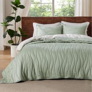 imageBedsure Cooling Quilt  Cooling Comforter Queen Size MoistureWicking and Silky Soft for Hot Sleepers and Night Sweats Luxury Tencel Lyocell Cotton Bedspread Lightweight ampamp Breathable Cloud QuiltDesert Sage Green