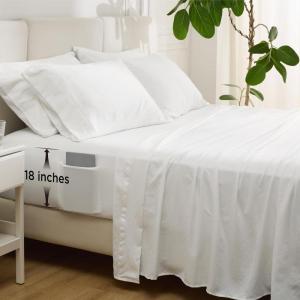 imageBedsure Deep Pocket Queen Sheets  6 Piece Prewashed UltraSoft Queen Sheet Set Fits Mattresses Up to 18 Inches Thick Breathable ampamp Secure Fit Hotel Luxury Bedding Sage GreenWhite