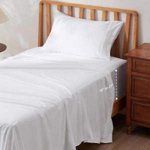 imageBedsure Deep Pocket Queen Sheets Set  Fits Mattresses Up to 21 Inches Thick  4 Piece GentleSoft Bed Sheets Moisture Wicking Soft ampamp Cooling Bedsheet ampamp Pillowcases Easy ampamp Secure Fit Light Grey02  White