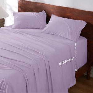 imageBedsure Deep Pocket Queen Sheets Set  Fits Mattresses Up to 21 Inches Thick  4 Piece GentleSoft Bed Sheets Moisture Wicking Soft ampamp Cooling Bedsheet ampamp Pillowcases Easy ampamp Secure Fit Light Grey06  Light Purple