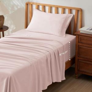 imageBedsure Deep Pocket Queen Sheets Set  Fits Mattresses Up to 21 Inches Thick  4 Piece GentleSoft Bed Sheets Moisture Wicking Soft ampamp Cooling Bedsheet ampamp Pillowcases Easy ampamp Secure Fit Light Grey13  Blush Pink