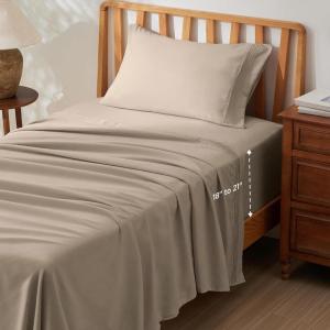 imageBedsure Deep Pocket Queen Sheets Set  Fits Mattresses Up to 21 Inches Thick  4 Piece GentleSoft Bed Sheets Moisture Wicking Soft ampamp Cooling Bedsheet ampamp Pillowcases Easy ampamp Secure Fit Light Grey16  Taupe