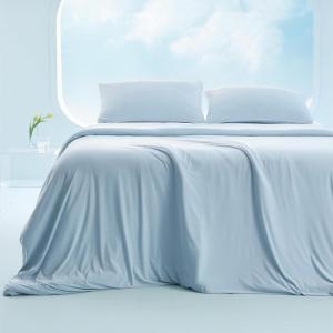 imageBedsure Duvet Cover Cooling Blanket for Hot Sleepers Queen Size Soft ampamp Breathable for Night Sweats AllSeason Lightweight GentleSoft Cooling Comforter Cover Set IceCool Fabric 90x90 Beige04  Blue No Comforter