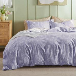 imageBedsure Duvet Cover Queen Size  Reversible Green Queen Duvet Cover Set with Zipper Closure 3 Pieces Floral Patterned Bedding Set with 8 Corner Ties and 2 Pillow Shams04  Misty Lilac No Comforter