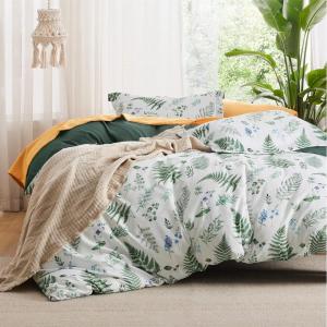 imageBedsure Duvet Cover Queen Size  Reversible Green Queen Duvet Cover Set with Zipper Closure 3 Pieces Floral Patterned Bedding Set with 8 Corner Ties and 2 Pillow Shams05  Mallard Green No Comforter