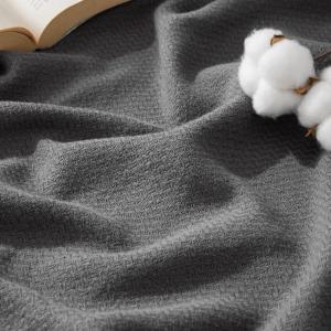 imageBedsure GentleSoft 100 Cotton Blanket Queen Size for Bed  Breathable and Lightweight Soft Cozy Textured Herringbone Woven Blanket for Summer Linen Beige 90x90 inches04  Dark Grey