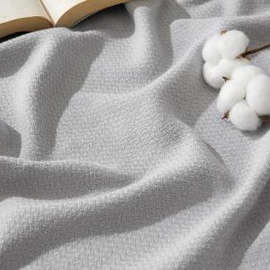 imageBedsure GentleSoft 100 Cotton Blanket Queen Size for Bed  Breathable and Lightweight Soft Cozy Textured Herringbone Woven Blanket for Summer Linen Beige 90x90 inches04  Grey