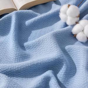 imageBedsure GentleSoft 100 Cotton Blanket Queen Size for Bed  Breathable and Lightweight Soft Cozy Textured Herringbone Woven Blanket for Summer Linen Beige 90x90 inches05  Ashley Blue