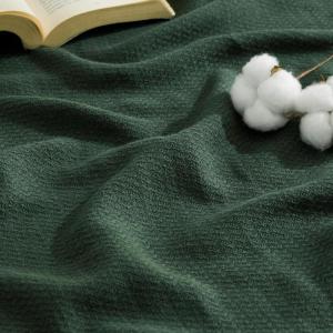 imageBedsure GentleSoft 100 Cotton Blanket Queen Size for Bed  Breathable and Lightweight Soft Cozy Textured Herringbone Woven Blanket for Summer Linen Beige 90x90 inches03  Dark Green