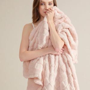 imageBedsure GentleSoft Sage Green Throw Blanket for Couch  Checkered Fleece Blankets Gifts for Women Men Girls Cute Soft Cozy Throw for Bedroom Home Decor Gifts 50x60 InchesLight Pink