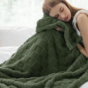 imageBedsure GentleSoft Sage Green Throw Blanket for Couch  Checkered Fleece Blankets Gifts for Women Men Girls Cute Soft Cozy Throw for Bedroom Home Decor Gifts 50x60 InchesBronze Green
