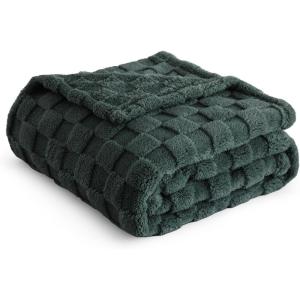 imageBedsure GentleSoft Sage Green Throw Blanket for Couch  Checkered Fleece Blankets Gifts for Women Men Girls Cute Soft Cozy Throw for Bedroom Home Decor Gifts 50x60 InchesMallard Green