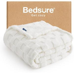 imageBedsure GentleSoft Sage Green Throw Blanket for Couch  Checkered Fleece Blankets Gifts for Women Men Girls Cute Soft Cozy Throw for Bedroom Home Decor Gifts 50x60 InchesWhite