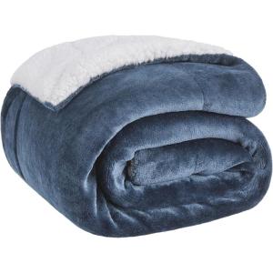 imageBedsure GentleSoft Sherpa Fleece Blankets Queen Size for Bed  Thick and Warm Soft Fuzzy Plush Queen Blanket for Winter Navy 90x90 Inches03  Slate Blue